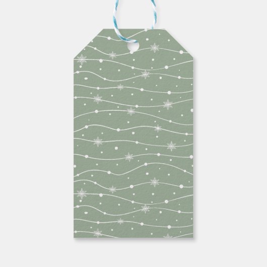 Trendkleur - Soft Sage Snowflake Gift Labels Cadeaulabel (Achterkant)