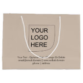 Trendkleur - Soft Taupe Grote Logo Cadeautas (Achterkant)