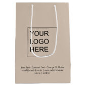 Trendkleur - Soft Taupe Medium Logo Cadeautas (Achterkant)