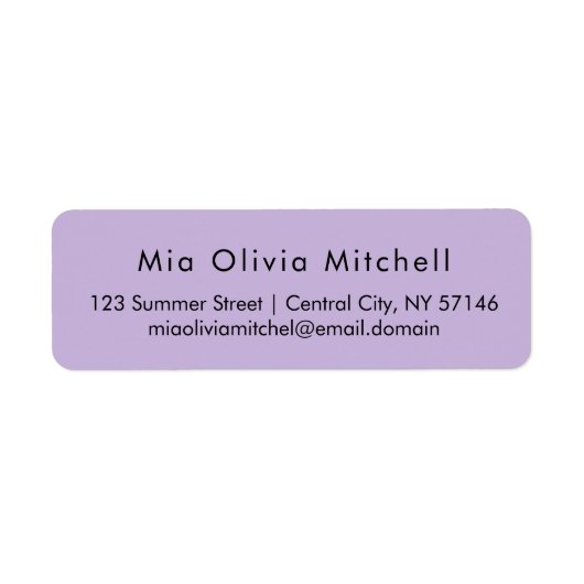 Trendkleur Soft Violet Moderne Adresetiketten Etiket (Voorkant)