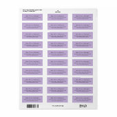 Trendkleur Soft Violet Moderne Adresetiketten Etiket (Full Sheet)