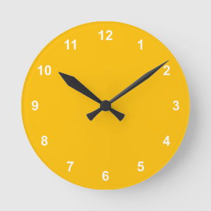 Trendkleur - Sunburst Yellow  Numbers Ronde Klok