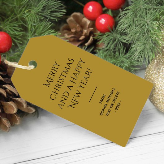 Trendkleur Sunny Olive Minimalist Cadeaulabel