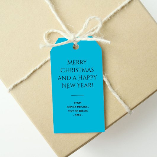 Trendkleur Vivid Cyan Minimalist Cadeaulabel