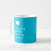 Trendkleur Vivid Cyan - Naam / Positiviteit Mok (Voorkant links)
