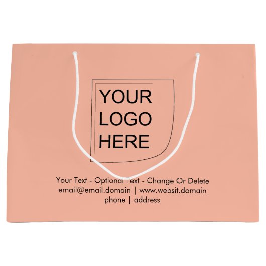 Trendkleur - Zacht Perzik Grote Logo Cadeautas (Voorkant)