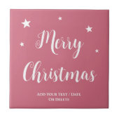 Trendkleur Zacht Roze Kerst Keramische Tegel Tegeltje (Voorkant)