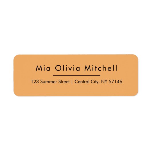 Trendkleur Zacht Sinaasappel Eenvoudige Adresetike Etiket (Voorkant)