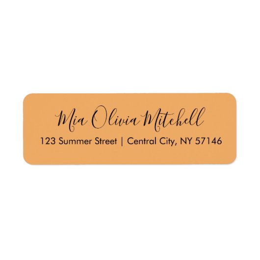 Trendkleur Zacht Sinaasappel Elegante Adresetikett Etiket (Voorkant)