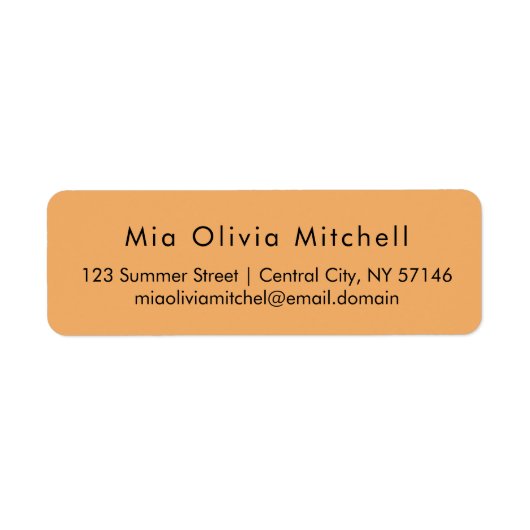 Trendkleur Zacht Sinaasappel Moderne Adresetikette Etiket (Voorkant)