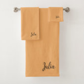 Trendkleur Zacht Sinaasappel Naam Badhanddoek Set Bad Handdoek (Insitu)