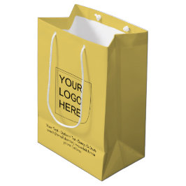Trendkleur - Zachte Gele Middelgrote Logo Cadeauba Medium Cadeauzakje