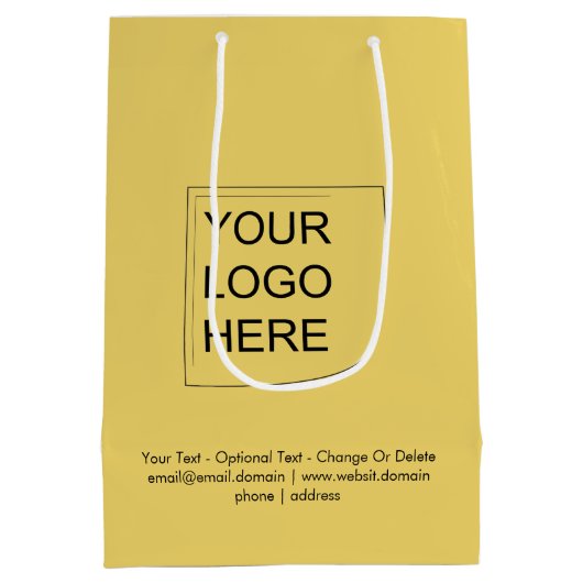 Trendkleur - Zachte Gele Midden Logo Cadeautas (Achterkant)