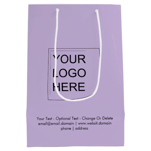 Trendkleur - Zachte Paars Midden Logo Cadeautas (Achterkant)