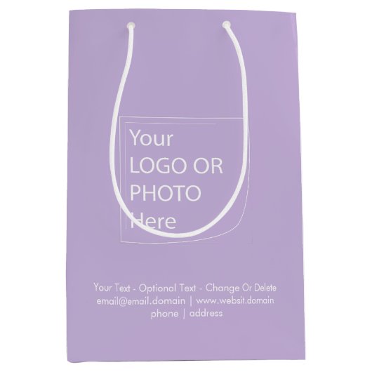 Trendkleur - Zachte Paarse Midden Logo Cadeautas (Voorkant)