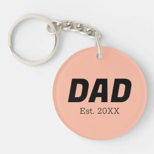 Trendkleur - zachte perzik papa est. Button Sleute Sleutelhanger