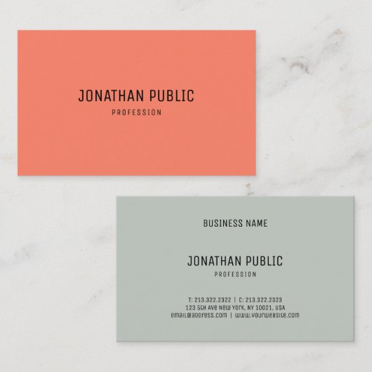 Trendkleuren Modern Eenvoudige Sjabloon Elegant Visitekaartje (Voorkant / Achterkant)