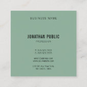 Trendkleuren Modern Elegant Eenvoudige Sjabloon Vierkante Visitekaartje (Achterkant)