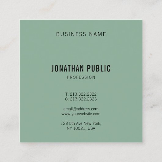 Trendkleuren Modern Elegant Eenvoudige Sjabloon Vierkante Visitekaartje (Achterkant)