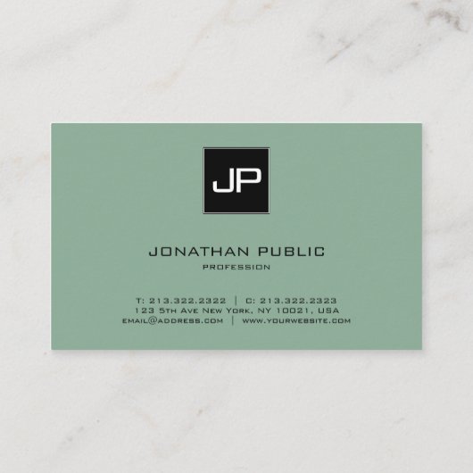 Trendkleuren Monogram Modern Elegant Sjabloon Visitekaartje (Achterkant)