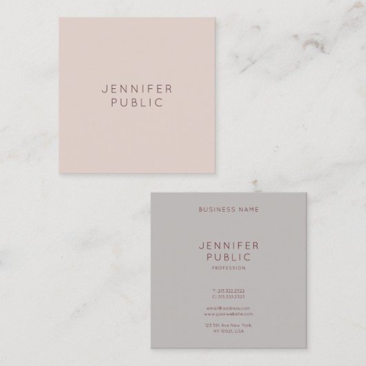 Trendkleuren Professioneel Modern Minimalistisch o Vierkante Visitekaartje (Voorkant / Achterkant)