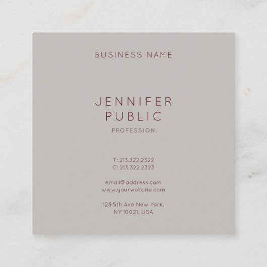 Trendkleuren Professioneel Modern Minimalistisch o Vierkante Visitekaartje (Achterkant)