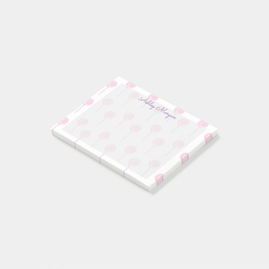 trendmonogram met schattig roze snoep post-it® notes (Schuin)