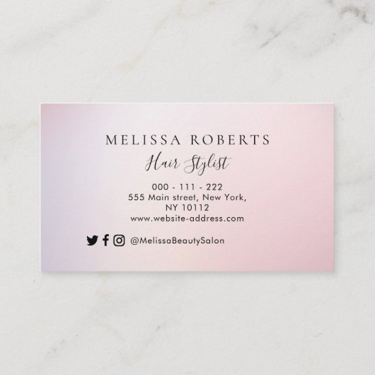trendroze roze goudgitter haarstylist visitekaartje (Achterkant)