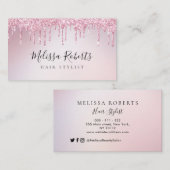trendroze roze goudgitter haarstylist visitekaartje (Voorkant / Achterkant)