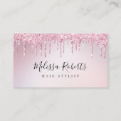 trendroze roze goudgitter haarstylist visitekaartje (Voorkant)