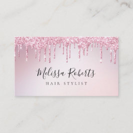 trendroze roze goudgitter haarstylist visitekaartje