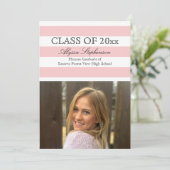 Trendsetter Pink Stripe Photo Afstuderen Kaart (Staand voorkant)