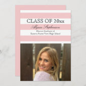 Trendsetter Pink Stripe Photo Afstuderen Kaart (Voorkant / Achterkant)