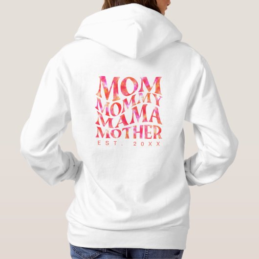 Trendsetting Mama: Groovy Hot Pink Stropdas-Dye Cu Hoodie (Achterkant)