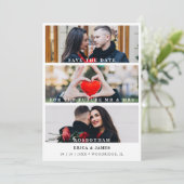 Trendsetting Minimalist Collage of 3 Modern Photos Save The Date (Staand voorkant)