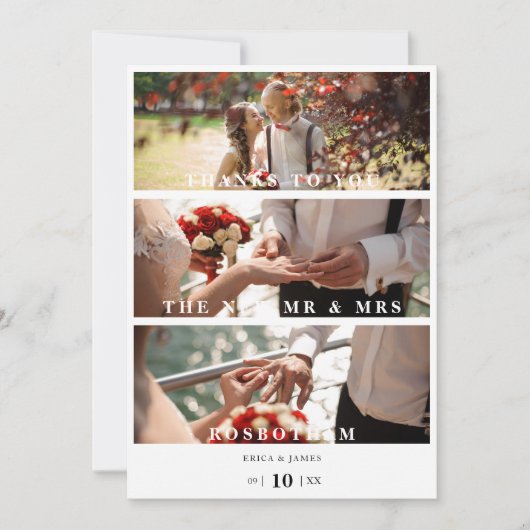 Trendsetting minimalistische collage van 3 moderne bedankkaart (Voorkant)