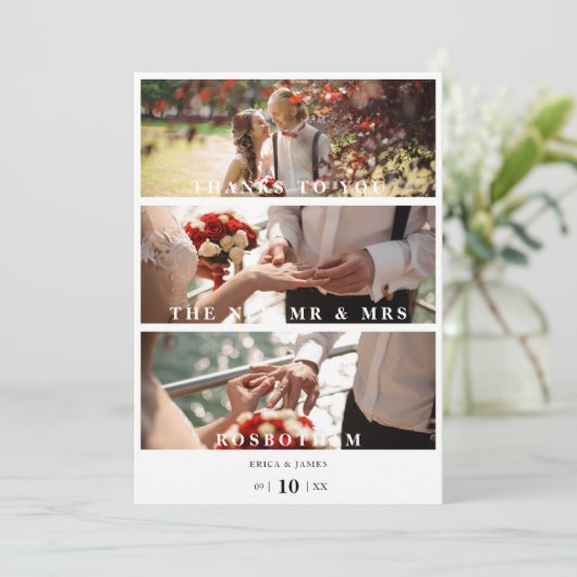 Trendsetting minimalistische collage van 3 moderne bedankkaart (Staand voorkant)