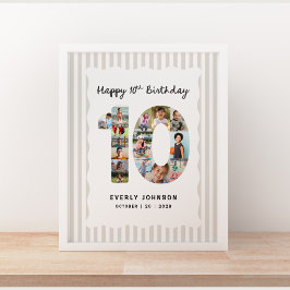 Trendy 10e verjaardag nummer foto 16x20in collage  poster