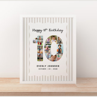 Trendy 10e verjaardag nummer foto 16x20in collage poster