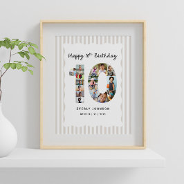 Trendy 10e verjaardag nummer fotocollage 8X10  Poster