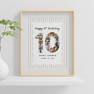 Trendy 10e verjaardag nummer fotocollage 8X10 Poster