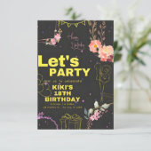 Trendy 18e verjaardag Uitnodiging Kaart (Staand voorkant)