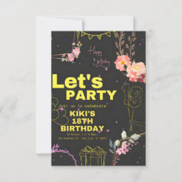 Trendy 18e verjaardag Uitnodiging Kaart