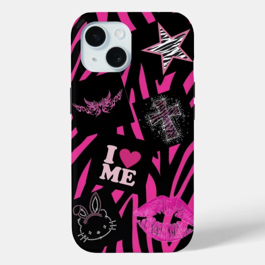 Trendy 2000 roze en zwart Case-Mate iPhone case (Achterkant)