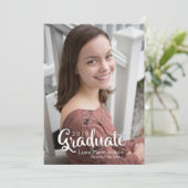Trendy 2019 Script Afstuderen Fotouitnodiging Kaart (Staand voorkant)