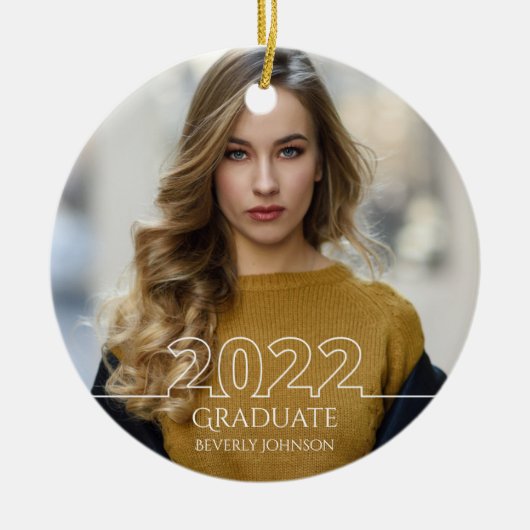Trendy 2022 Afstuderen Foto modern Afstuderen Keramisch Ornament (Voorkant)