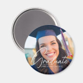 Trendy 2023 Afstuderen Foto White Script Custom Magneet (Voorkant / Achterkant)