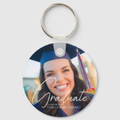 Trendy 2023 Afstuderen Foto White Script Custom Sleutelhanger (Voorkant)