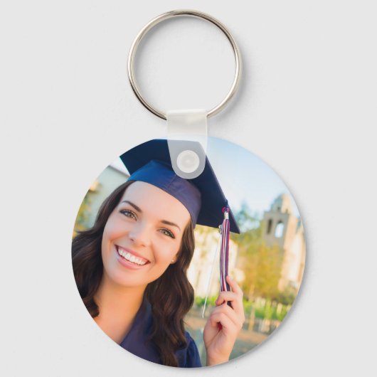 Trendy 2023 Afstuderen Foto White Script Custom Sleutelhanger (Achterkant)