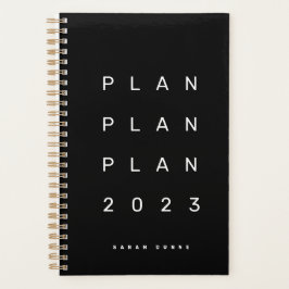 Trendy 2023 Modern Black Maandelijks niet-gedateer Planner